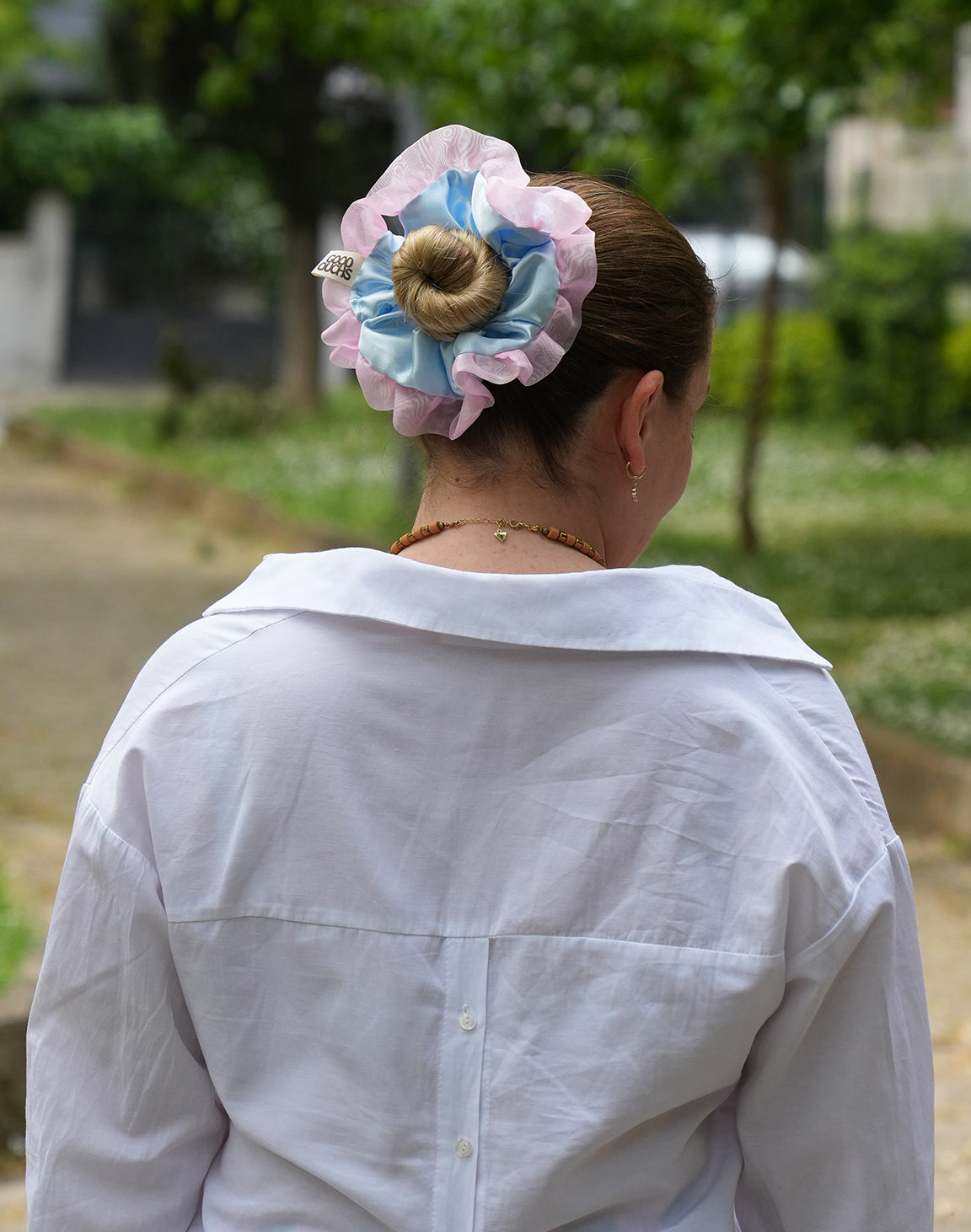 Satin Ruffle Candy - Blue & Pink