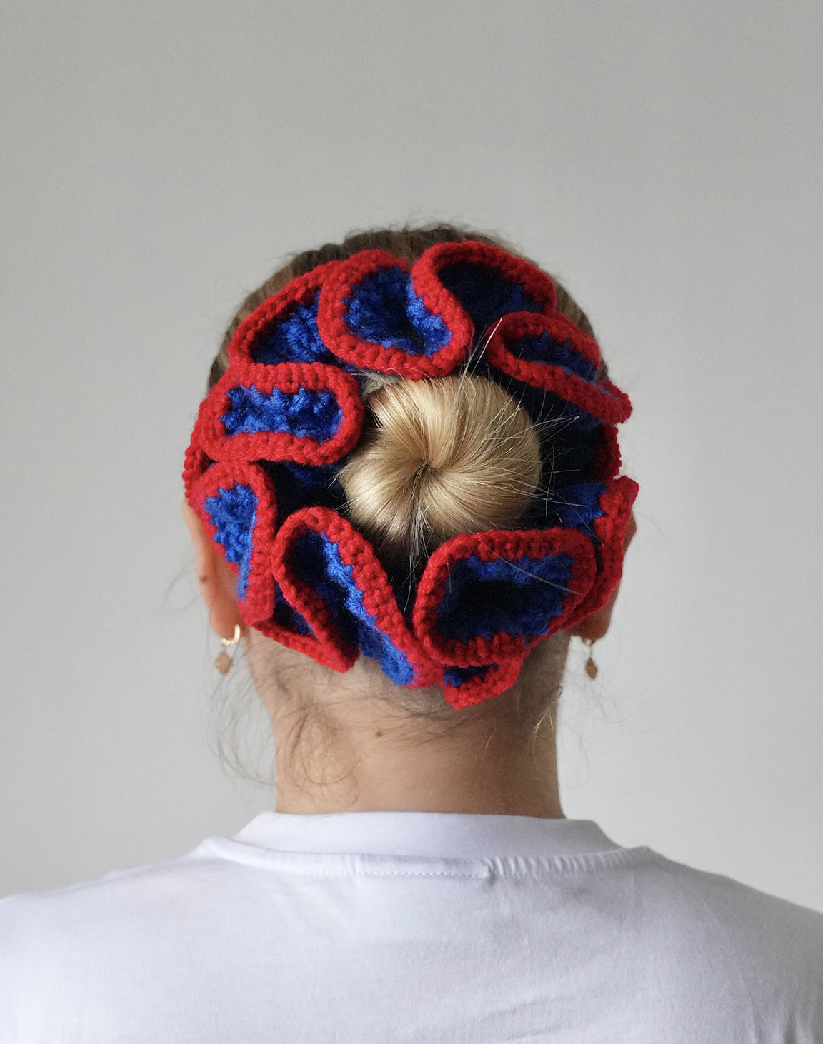 Handmade Crochet scrunhie - BLUE & RED