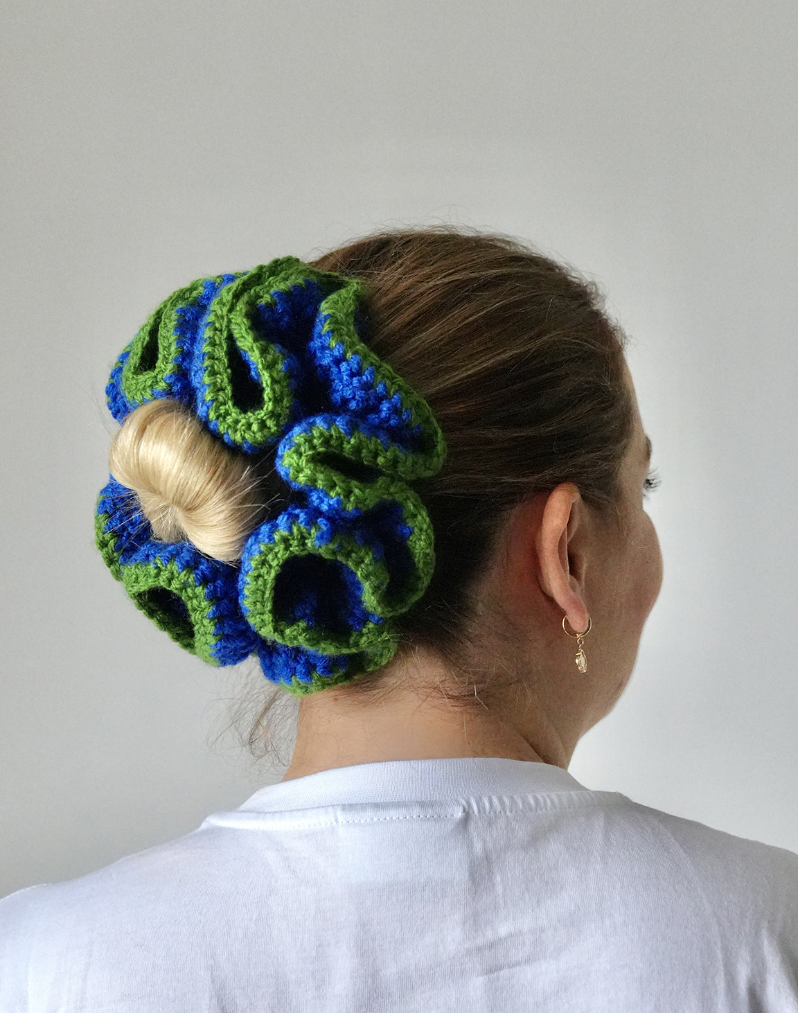Handmade Crochet scrunhie - BLUE & GREEN