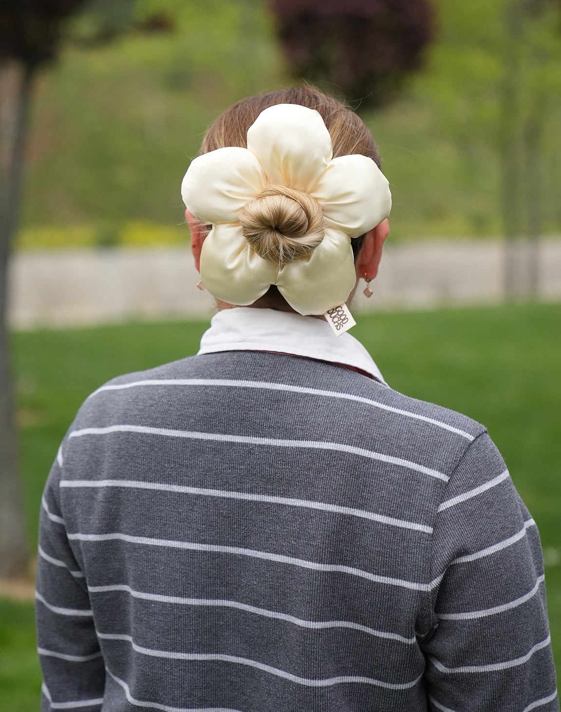 Satin Flower Puff - Butter Yellow
