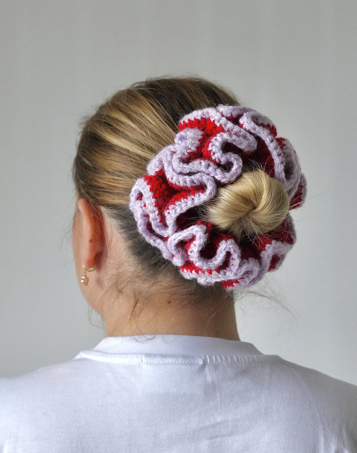Handmade Crochet scrunchie - RED & PURPLE