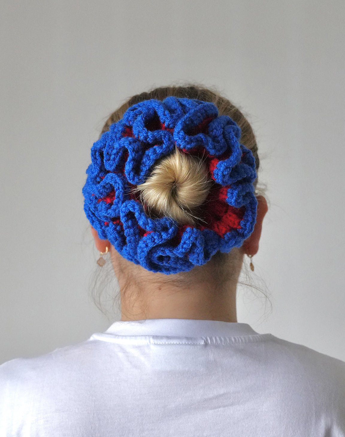 Handmade Crochet scrunhie - Red & Blue