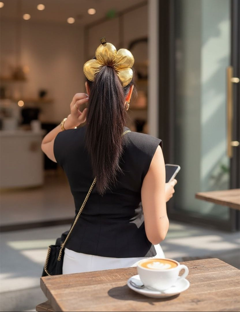 Flower Puff - Metalic Gold