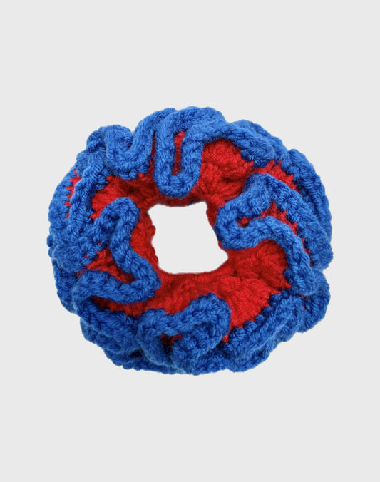 Handmade Crochet scrunhie - Red & Blue