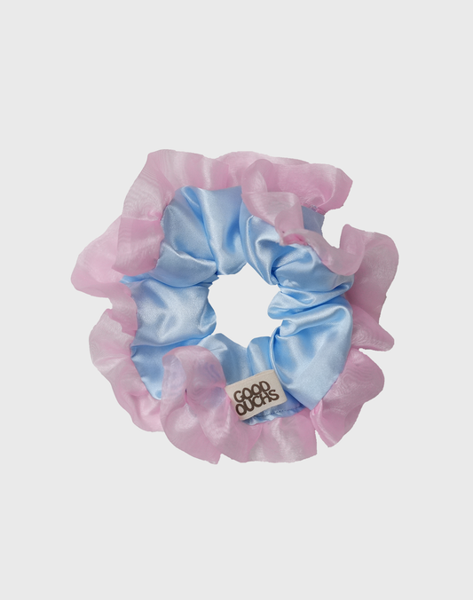 Satin Ruffle Candy - Blue & Pink