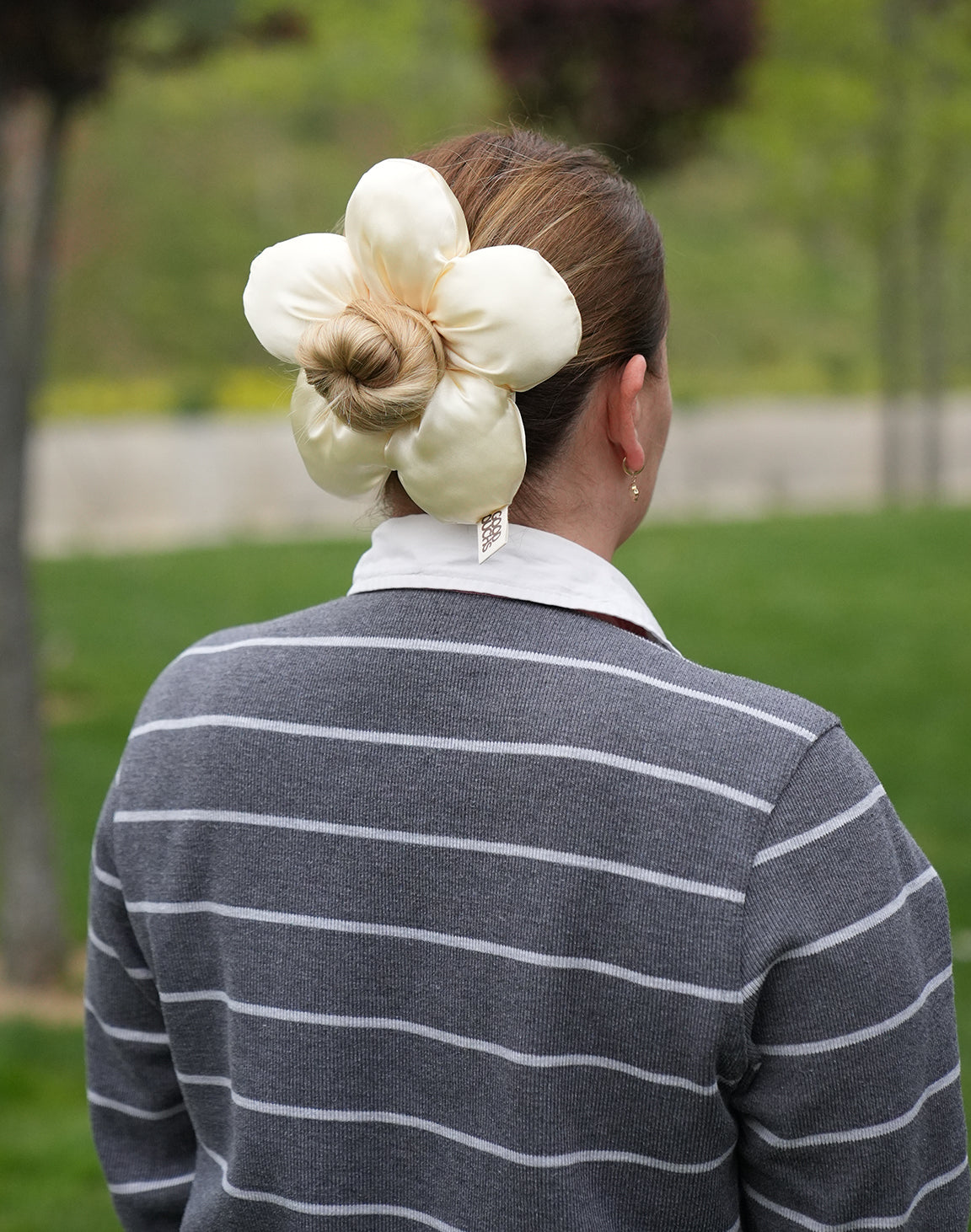 Satin Flower Puff - Butter Yellow