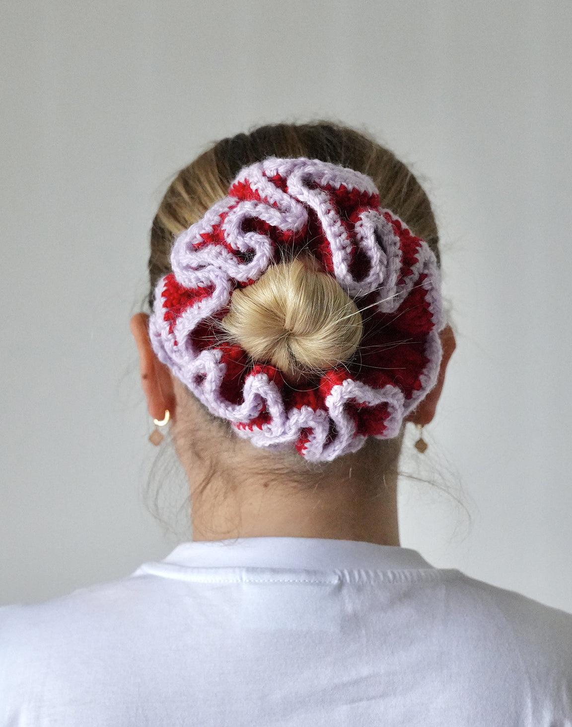 Handmade Crochet scrunhie - RED & PURPLE