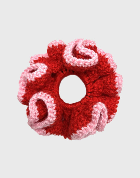 Handmade Crochet scrunhie - RED & PINK