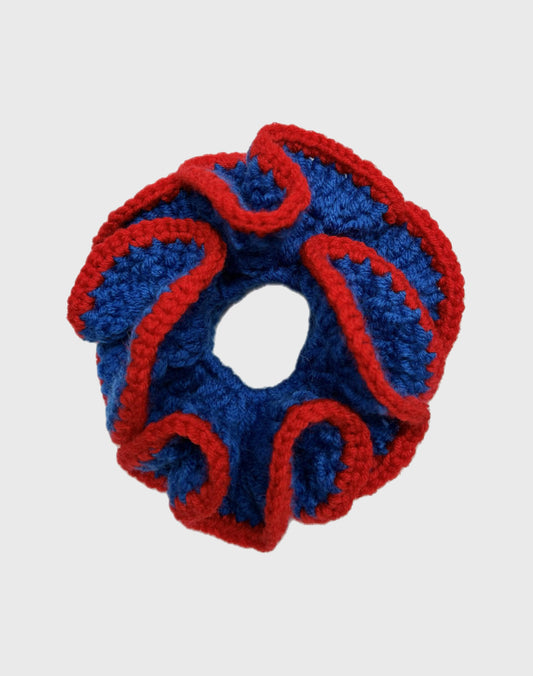 Handmade Crochet scrunhie - BLUE & RED