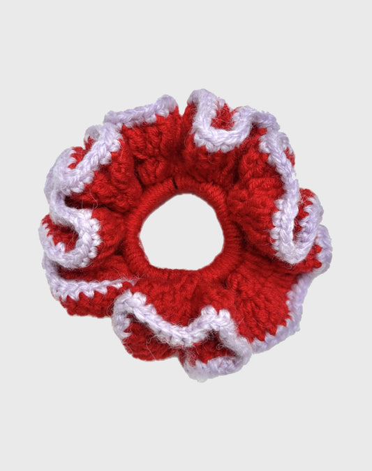 Handmade Crochet scrunhie - RED & PURPLE